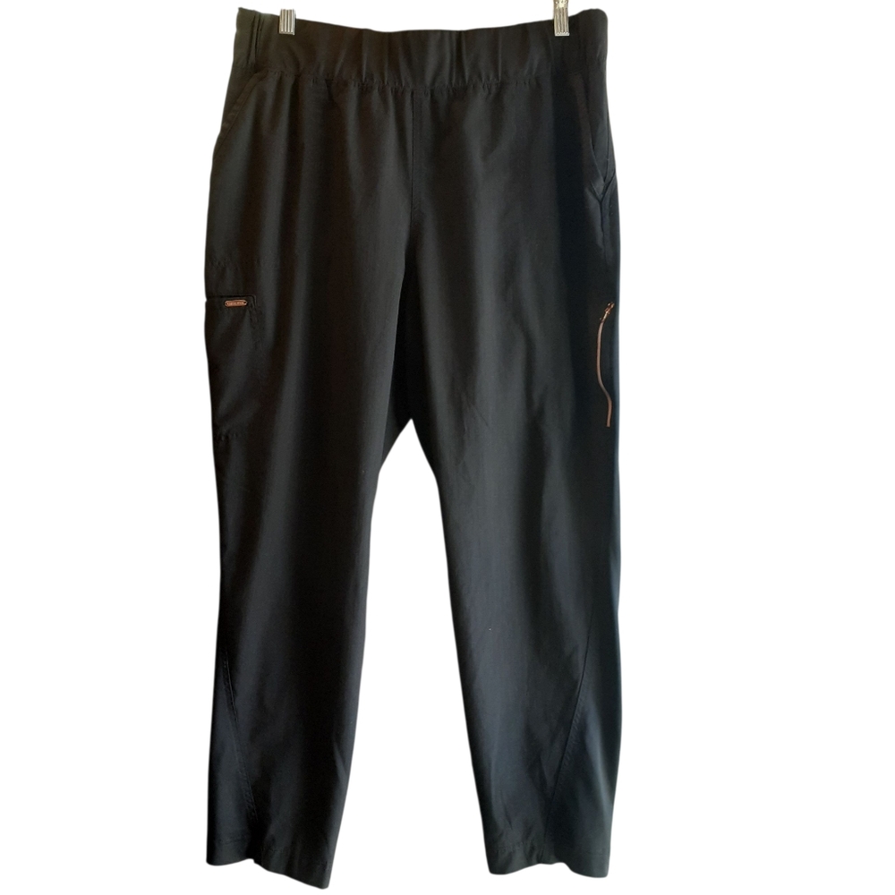 Cherokee Black Pants Rose Metal Zipper Accents Relaxed Fit Pull On Size XL